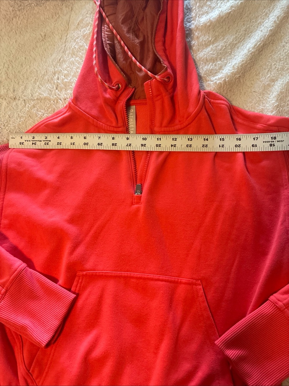 ATHLETA ~ Oversized XS ~ Passionfruit ASCEND WARM UP 1/4 Zip Hoodie Sweatshirt - Picture 4 of 9
